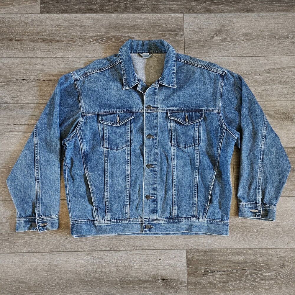 Vintage Jean Jacket Men's Size XL-XXL Blue Denim Trucker Made in Korea Workwear